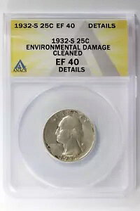 1932-S Vg Vo[ NH[^[ ANACS EF40 XF40 ڍ 25c