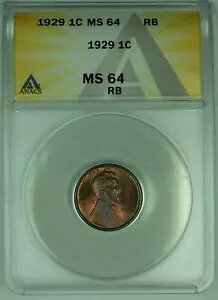 1929 �����J�[�� �E�B�[�g �Z���g 1C �R�C�� �g�[�� ANACS MS 64 RB (15)