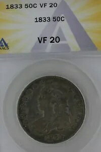 1833 .50 ANACS VF 20 1800 �N��̃L���b�v�t���o�X�g �n�[�t�_���[�A�~�X ���o�e�B�A�o�X�g