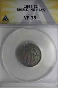1867 .05 ANACS VF 35 SHIELD NO RAYS V[h jbPAŏ̃jbP