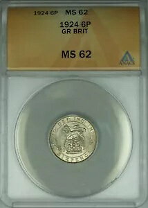 1924�N �C�M���X �V���o�[ 6�y���X �R�C�� �L���O �W���[�W 5 �� ANACS MS 62