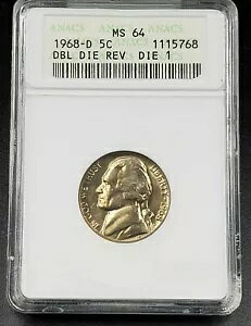 1968 D 5c WFt@[\ jbP oGeB ANACS MS64 DDR 001 _u _C o[X DMR-008