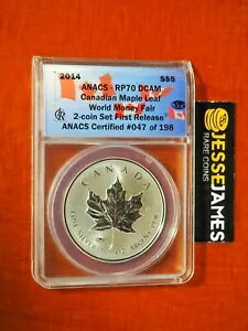 2014 $5 �J�i�_ �V���o�[ ���[�v�� ���[�t ANACS RP70 DCAM ���[���h �}�l�[ �t�F�A �v���C�x�[�g �}�[�N