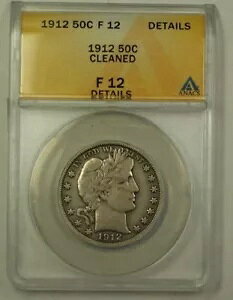 1912 US Barber Vo[ n[t_[ 50c RC ANACS F-12 ڍ׃N[jOς