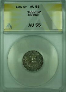 1897 6P CMX ANACS AU 55 6 yX KM#779