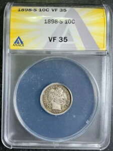 ANACS VF35 1898-S Barber Dime San Francisco Better Date Certified AC