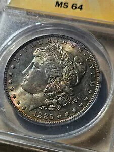 1885-O $1 �����K���h�� ANACS �F�� MS64 �ɏ�g�[�j���O�� �ڗ͔��Q��