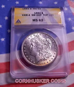 1884 ���[�K�� �h�� �g�b�v 100 VAM-4 �X���[�� �h�b�g ANACS MS 62 �g�b�v 100