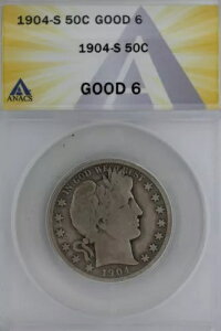 1904-S .50 ANACS G 6 �o�[�o�[ �n�[�t�_���[�A���o�e�B �w�b�h �n�[�t�A50 �Z���g