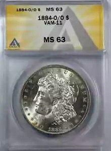 1884 O ���[�K�� �V���o�[ �_���[ ANACS MS-63 O/O VAM-11 �_�u�� 18�AO/O �E
