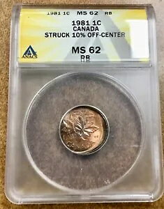 �J�i�_ 1981 1c �X�g���N 10% �I�t �Z���^�[ �G���[ ANACS MS62 RB �u���C�g