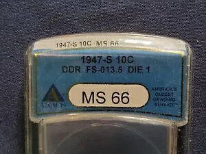 1947-S 10C ���[�Y�x���g �_�C�� DDR FS-013.5 �_�C 1 ANACS MS66 ���A