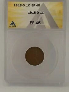 1918 D 1C �f���o�[ �~���g �����J�[�� �E�B�[�g �y�j�[ - �R�C�� �O���[�h ANACS EF 40 #571