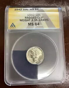 1942 �}�[�L�����[ �_�C�� 10C MS64 ���O�h �N���b�v�d�� 2.35 �O���� ANACS MS64