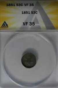 1851 .03 ANACS VF 35 �X�^�[ �A���h �V�[���h 3 �Z���g (3c) �ATrime