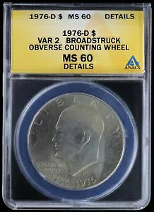 1976-D $1 AC[n[ "ACN" h ANACS MS 60 ڍ | Var 2 u[hXgbN