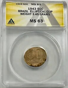 1943 50c �u���W�� �G���[ �ȉ~�`�N���b�v�ɓ������� ANACS MS63 �킸�� 3.45 �O����