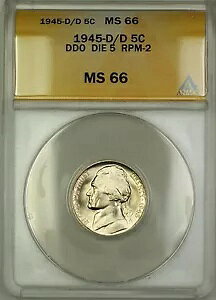 1945-D/D RPM-2 DDO DIE 5 펞Vo[ WFt@[\ jbP 5c RC ANACS MS-66 (D)