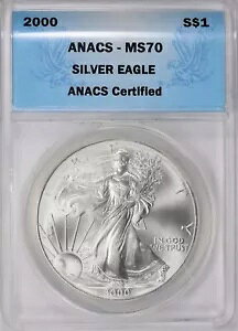 2000 �A�����J $1 �V���o�[ �A�����J�� �C�[�O�� �O���[�h ANACS MS70 �x�^�[ �f�C�g