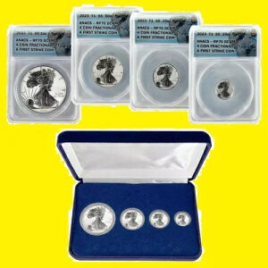 2023 シルバーイーグル 8 コインセット フラクショナル ANACS SP 70 ファーストストライク AND BU BOX