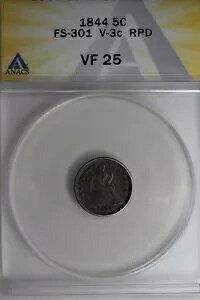 1844 .05 ANACS VF 25 FS-301 V-3c RPD �V�[�e�b�h ���o�e�B �n�[�t �_�C��