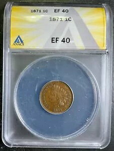 ANACS XF40 1871 �C���f�B�A�� �Z���g ���A �^�t �L�[ �f�[�g �F��R�C�� A9