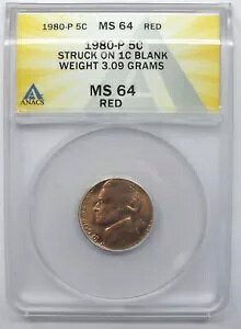 1980-P �W�F�t�@�[�\�� �j�b�P�� ANACS MS64 ���b�h �X�g���b�N �I�� 1c �u�����N �E�F�C�g 3.09 �O���� K12