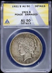 1921-P $1 Peace Silver Dollar ANACS AU 50 �ڍ� |�n�C�����[�t