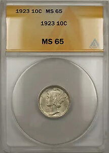 1923�N �V���o�[ �}�[�L�����[ �_�C�� 10C �R�C�� ANACS MS-65 (�t�� �X�v���b�g �o���h 10)