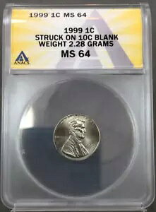 1999 1c �����J�[�� �Z���g �X�g���N�I�� 10c �u�����N ~ �d�� 2.28 �O���� ~ ANACS MS64