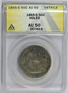 1865-S ANACS AU50 �ڍ� ���������ȃ��o�e�B �V���o�[ �n�[�t�_���[