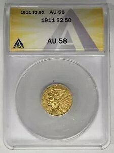 1911N $2.50 CfBA{ C[O  ANACS AU 58