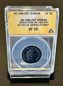 ���[�} AD 296 �` 297 ���[�} �f�B�I�N���e�B�A�k�X�AAD 284 �` 305 AE FOLLIS�AHERACLEA ANACS VF 35