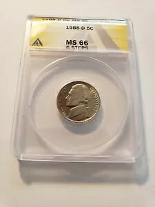 1988-D Jefferson ANACS MS 66 *6 �t���X�e�b�v* �f���炵���g�[��!