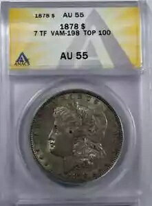 1878 P �����K�� �V���o�[ �_���[ ANACS AU-55 7 TF TOP 100 VAM-198 DBLD DATE TRPL BLOS