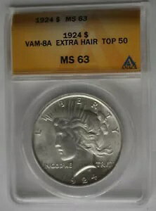 1924P ANACS MS63 V8A Dbld �E�B���O�A�K�E�W �A�C�A�s�b�g 9�A�V���[�g ���u ���C�Y�ADB �w�A �g�b�v 50