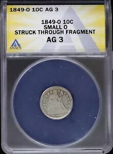 1849-O 10c ȃoeB _C ANACS AG 3 Small O jЂђ