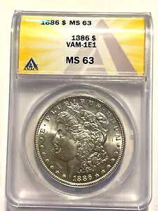 A7046�A���[�K�� �V���o�[ �_���[�AANACS MS63 1886 P Vam 1E1 �X�p�C�N 6 S �_�C �C���v���b�V����