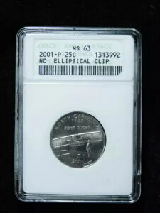 2001-P 25c �m�[�X�J�����C�i�B�N�H�[�^�[ - ANACS MS63 �ȉ~�`�N���b�v