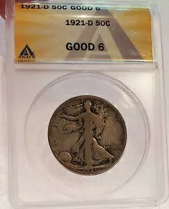 1921-D �č��E�H�[�L���O ���o�e�B �n�[�t ANACS G-6 �d�v�ȓ��t!