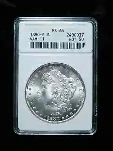 1880-S $1 �����K�� �V���o�[ �_���[ - ANACS MS65 VAM11 80/79
