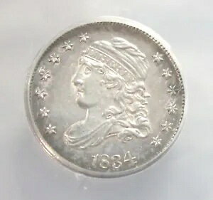 1834 5c �V���o�[ �n�[�t �_�C�� �L���b�v �o�X�g�ڍ� ANACS AU 58 Q2DB