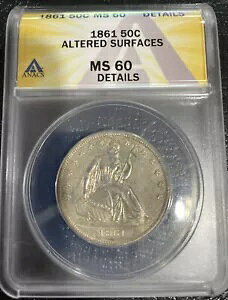 1861 NȃoeB n[t_[ ANACS MS 60 ̏ڍׂύXꂽ\