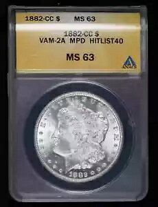 1882 CC ���[�K�� �V���o�[ �_���[ ANACS MS-63 VAM-21 MPD HILIST 40