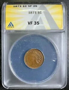 ANACS VF35 1871 �C���f�B�A�� �Z���g ���A �^�t �L�[ �f�C�g �F��R�C�� AF