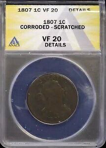 1807 1C �h���[�v �o�X�g ���[�W �Z���g ANACS VF 20 �f�B�e�[�� ���ɍׂ���