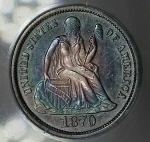 1870 ANACS AU55 ���o�e�B �V�[�e�b�h �_�C���A10C�A1800 �N��̃_�C���ALS �_�C���A���u �_�C��