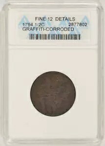 1794 ���o�e�B �L���b�v �n�[�t�Z���g 1/2c ANACS F12 �f�B�e�[�� ���H������ 2877802