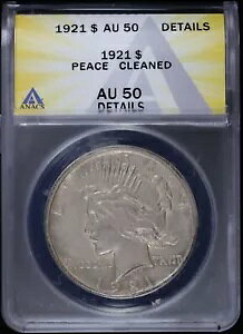 1921-P $1 Peace Silver Dollar ANACS AU 50 �ڍ� |�n�C�����[�t