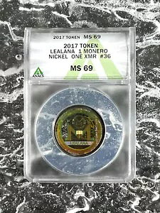 Monero Lealana 2017 1 XR �t�@���f�b�h �R�C�� #36/100 �O���[�h ANACS MS69 �~���g ���A BTC